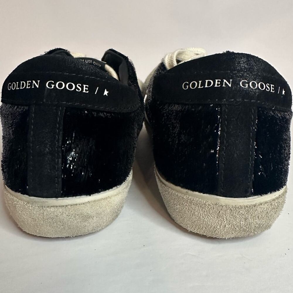 authentic Golden Goose Super Star Sneakers EU 38 US 8 black velvet & suede star - Picture 11 of 14